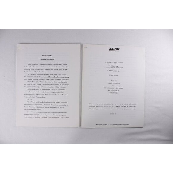 1989 Lost Angels Movie press kit + 7 photos (8x10) + production notes - Picture 7 of 9